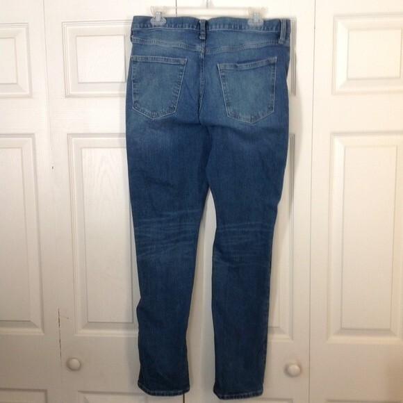 OLD NAVY Men's 33 X 32 Slim Built-in-Flex Denim Blue Jeans Med Wash Distressed - Picture 4 of 7